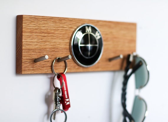 Custom BMW Car Keys Holder Solid Wood Wall Mounted Key 