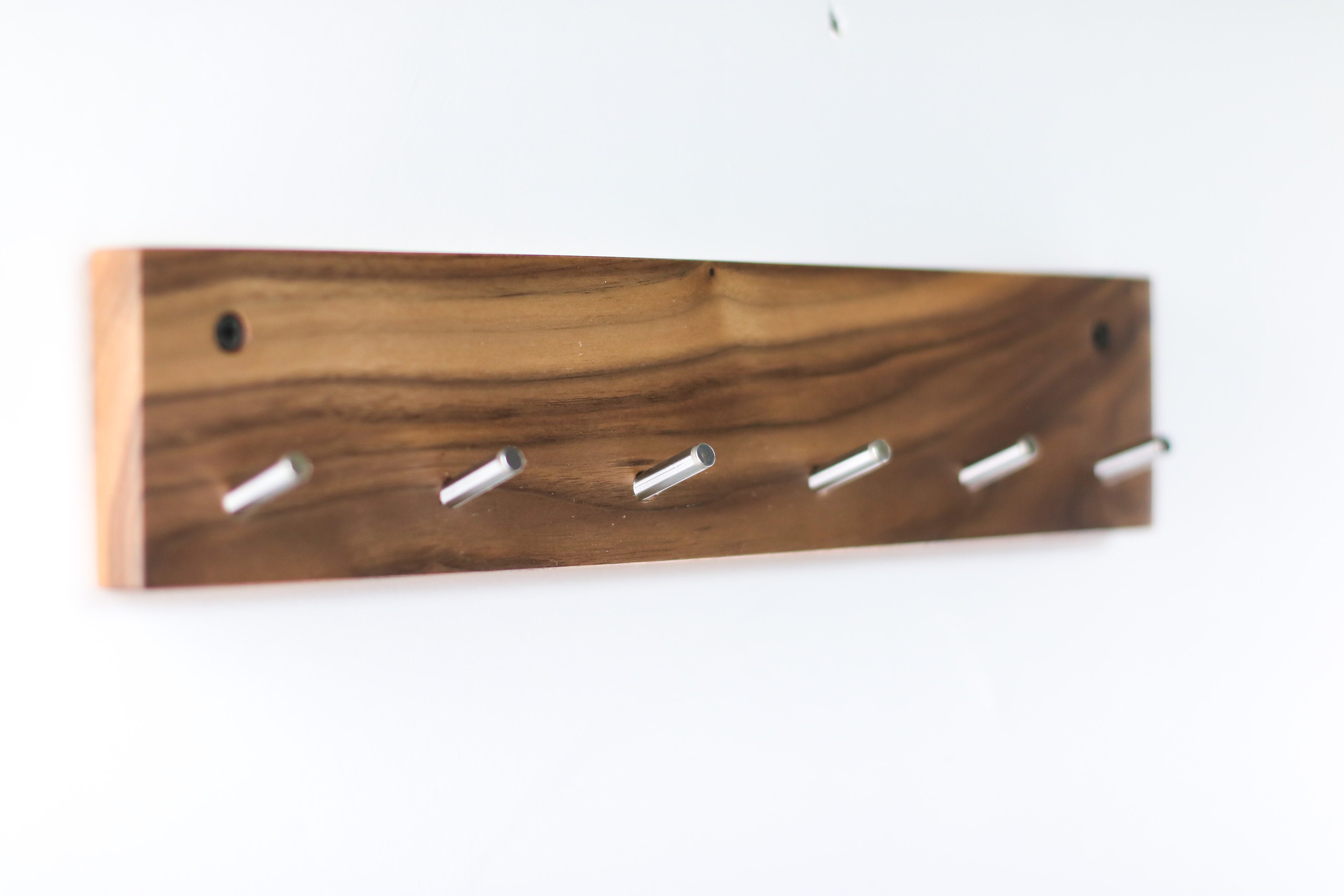 Walnut Key Rack Dark Walnut Wood Key Holder: Solid Wall Mounted Organizer - Etsy