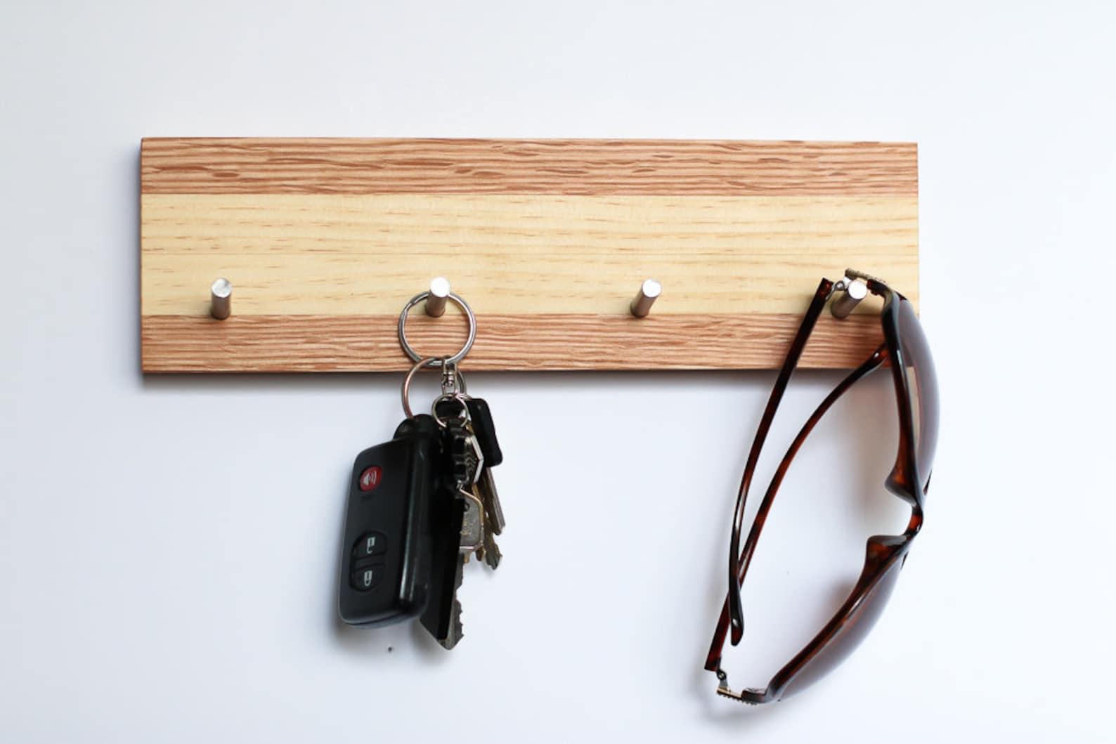 Walnut Oak WOOD Car Keys Holder Unique Organic Wood Wall Etsy