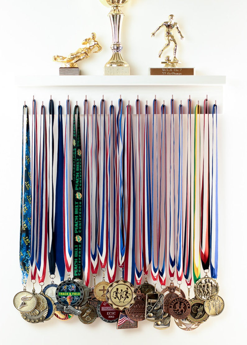 LARGE CUSTOM Medal Wall Holder Wide Top Shelf / Trophy Medal Etsy
