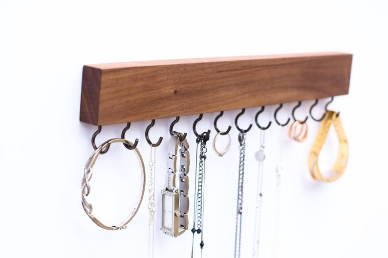 Mahogany Wood Wall Jewelry Organizer / Necklace Handmade Etsy