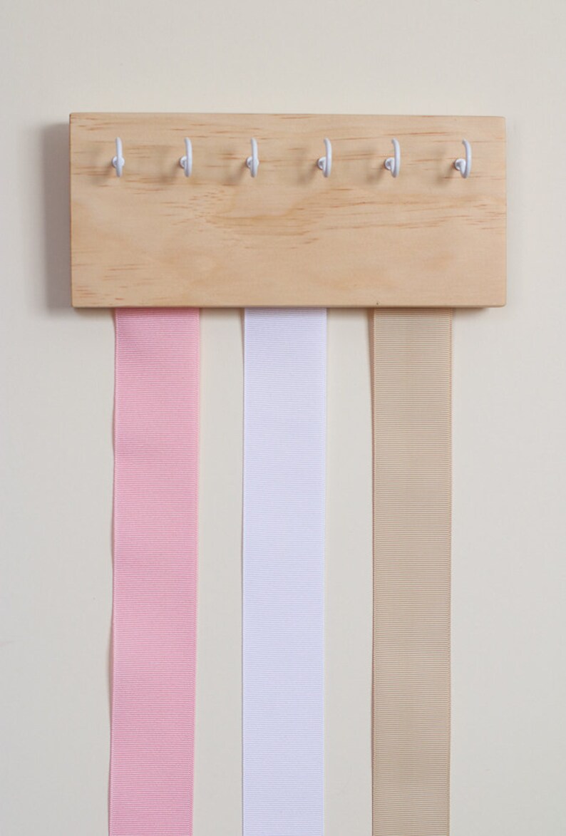 Wood Ribbon Bow Organizer & Headband Holder / Wood Poplar Plaque Hooks / Organizer Handmade / High Quality / Nursery Girls Room Decor image 5
