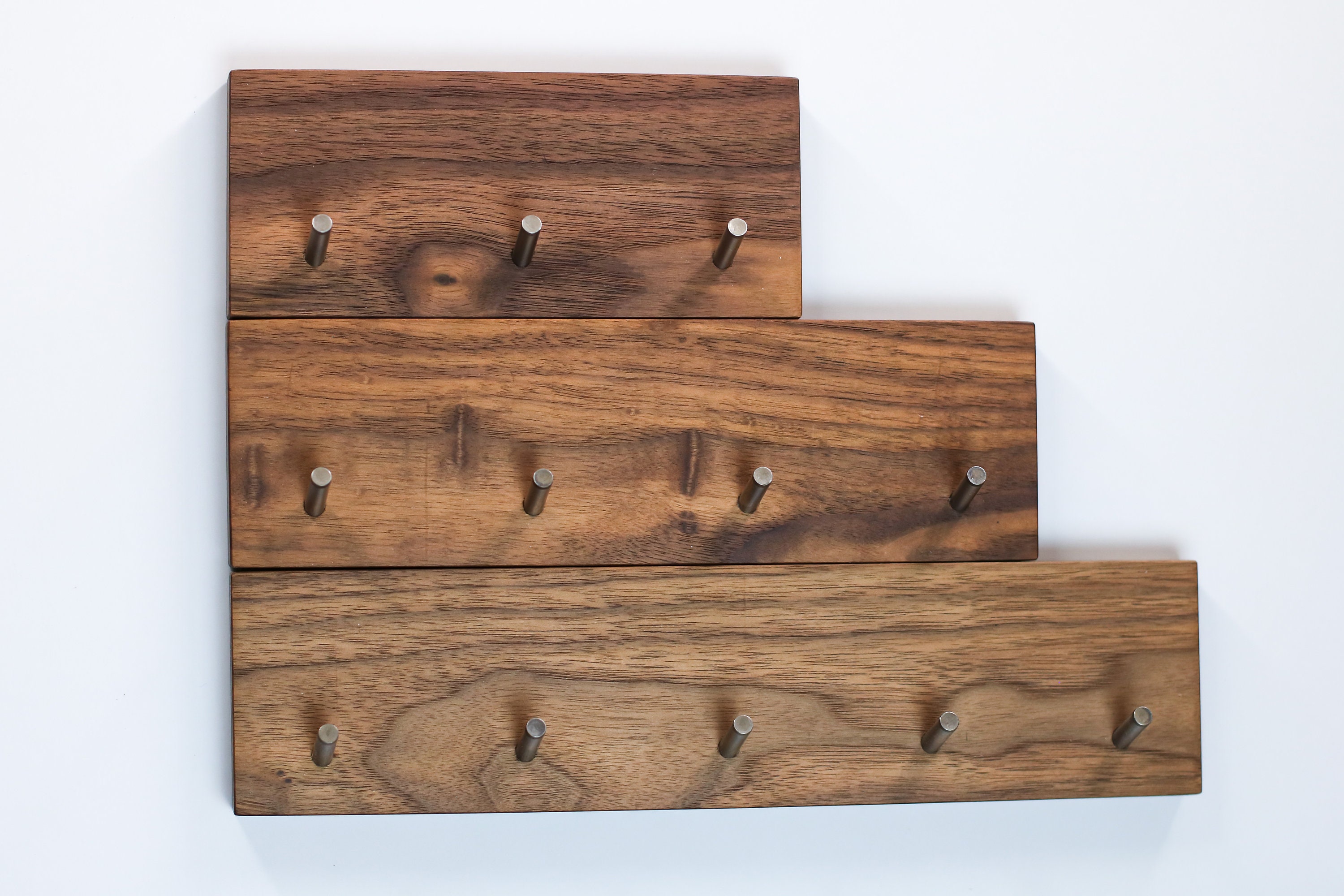 Walnut Key Rack Walnut & Cherry Wood Key Holder: Wall Mounted Organizer With Metal ...