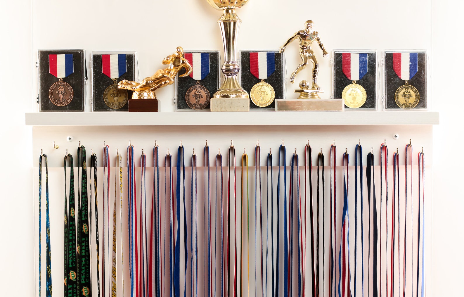Large Medal Wall Holder Wide Top Shelf / Trophy Medal Ribbon Etsy