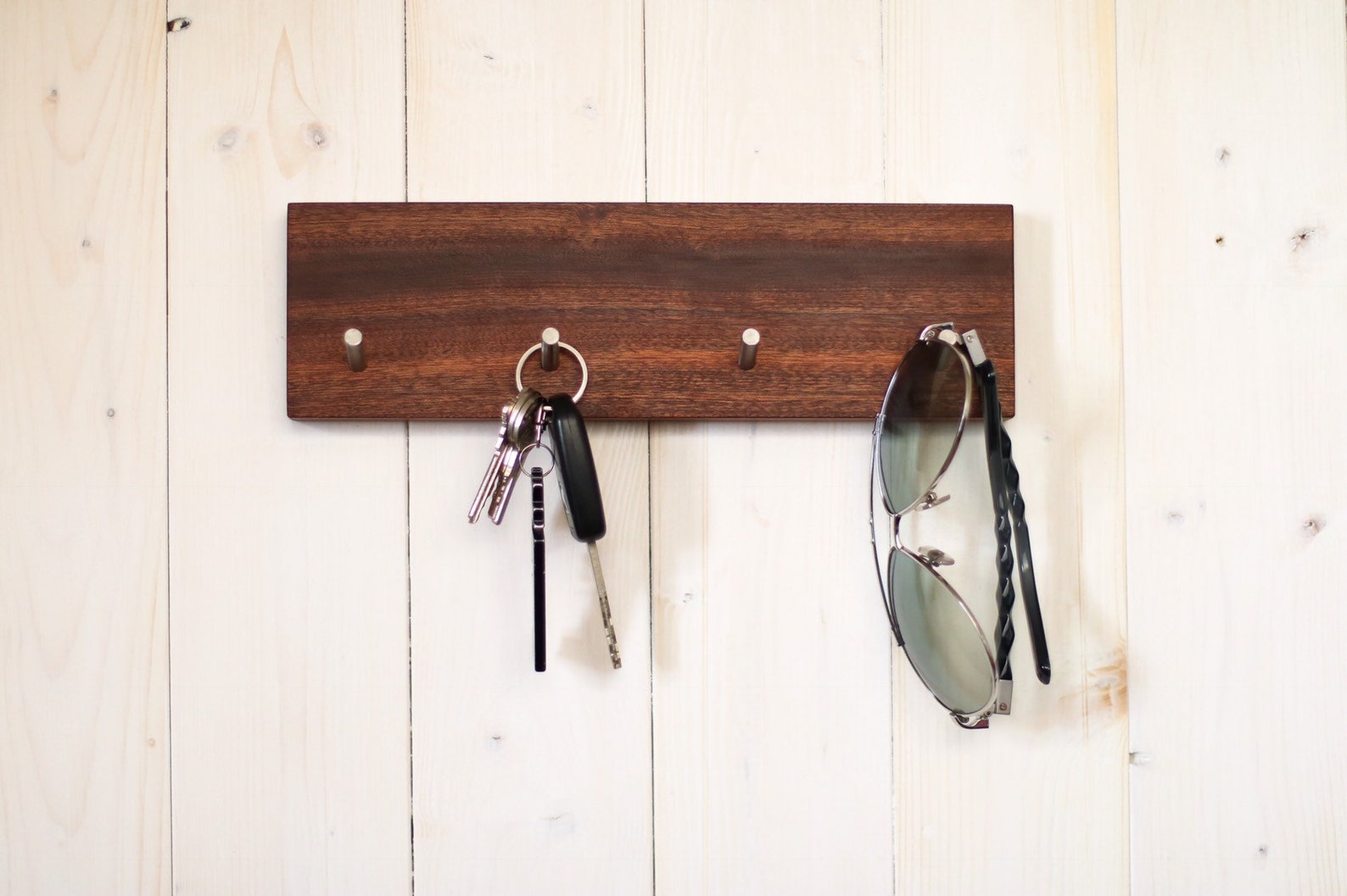 Walnut Oak WOOD Car Keys Holder Unique Organic Wood Wall Etsy