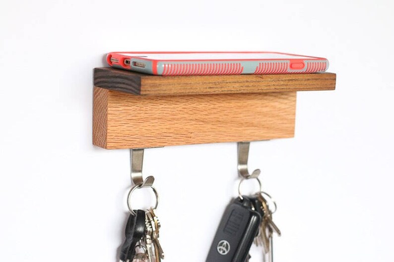 Oak & Pine Key Holder Sunglasses Wallet Shelf Solid Wood Wall Etsy