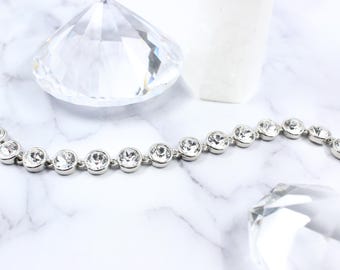 Clear Crystal Silver Casted Tennis Bracelet made with Swarovski Crystals