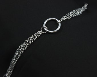 Multi Strand Stainless Steel Gender Neutral/Unisex Hypoallergenic Chain Circle Ring Hoop Charm Bracelet