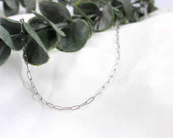 Delicate Everyday Basic Stainless Steel Paperclip Chain Necklace