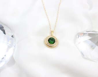 Clear Crystal Pave Surround 14k Gold Filled Chain Necklace made with Swarovski Crystals