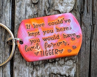 Llavero conmemorativo personalizado estampado para mascotas. Regalo para amantes de las mascotas. Regalo de simpatía de mascota. Regalo Rainbow Bridge. Monumento conmemorativo del perro gato. Amante de los perros.