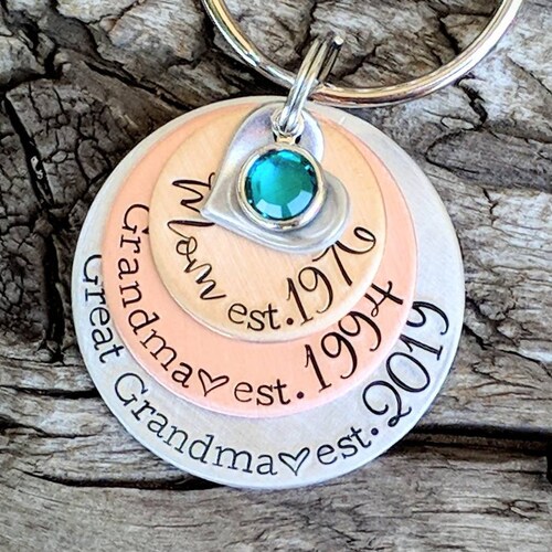 Personalized Hand Stamped Keychain. Pregnancy Announcement. Etsy