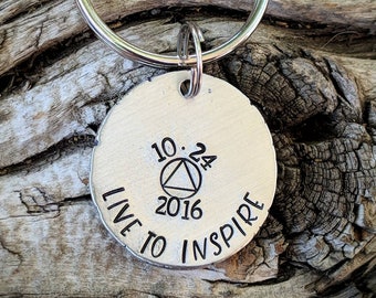 Laluminter Sobriety Keychain – 1 Year Sober Anniversary Gift For Men & Women, Stainless Steel Keepsake