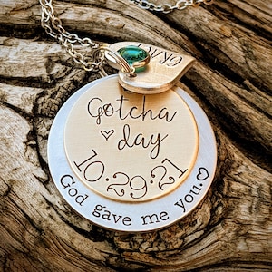 Personalized hand stamped adoption necklace. Foster to adopt gifts. Adoption day present. Gift for blended family. First mothers day gift.