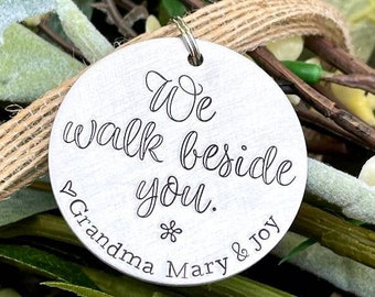 Personalized hand stamped wedding bouquet charm. Custom bridal bouquet charm. Custom bridal jewelry. Custom memorial charm for bouquet.