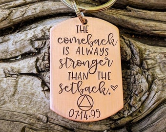 thumbnail image 2 of FEELMEM Sobriety Gift Keychain Addiction Recovery Gift Behind You All Memories Before You All Your Dream Aa Alcoholics Anonymous Warrior Recovery Gift New Beginnings Gift Black 2 of 12