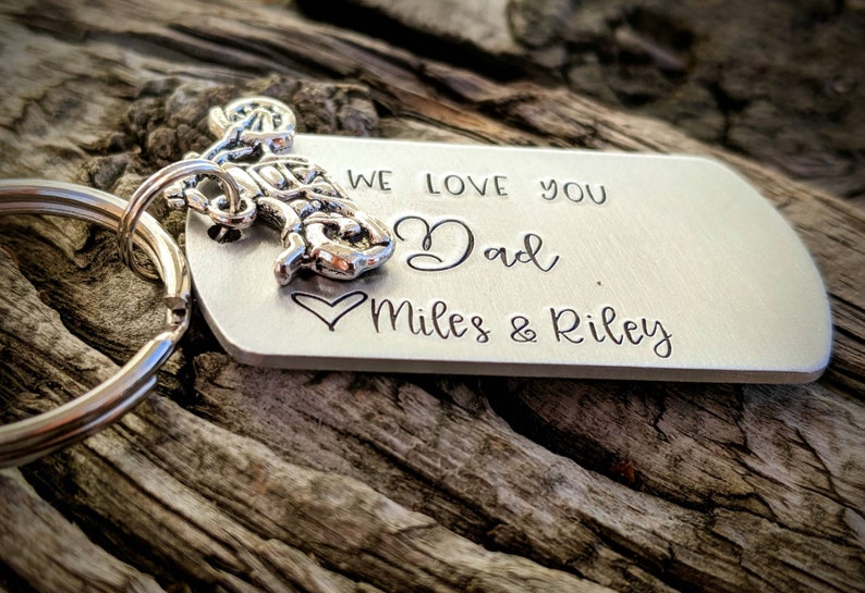 Gift for dad from kids Personalized dad keychain Motorcycle keychain. Gift for husband New dad gift Custom fathers day gift