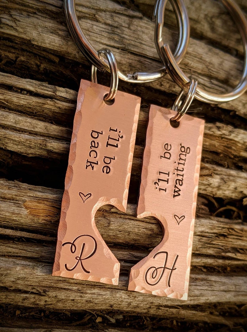 Personalized Hand Stamped Couples Keychain SET. Custom - Etsy