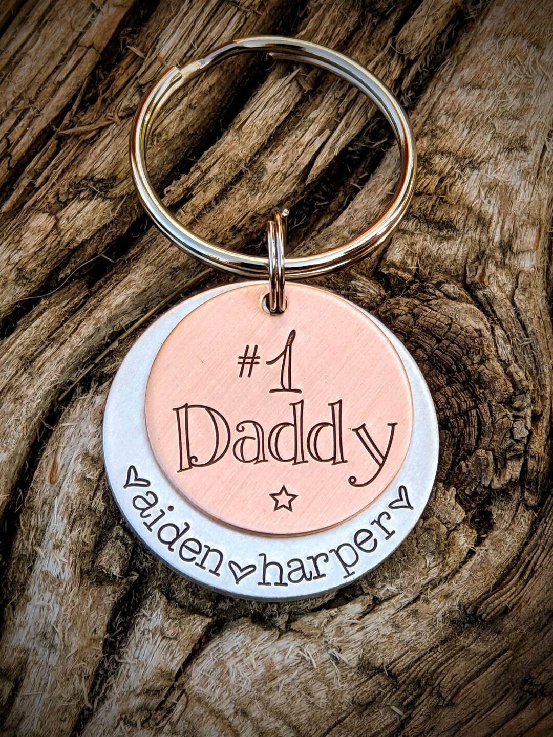 Personalized Hand Stamped Dad Keychain. Custom Fathers Day Gift. Gift ...