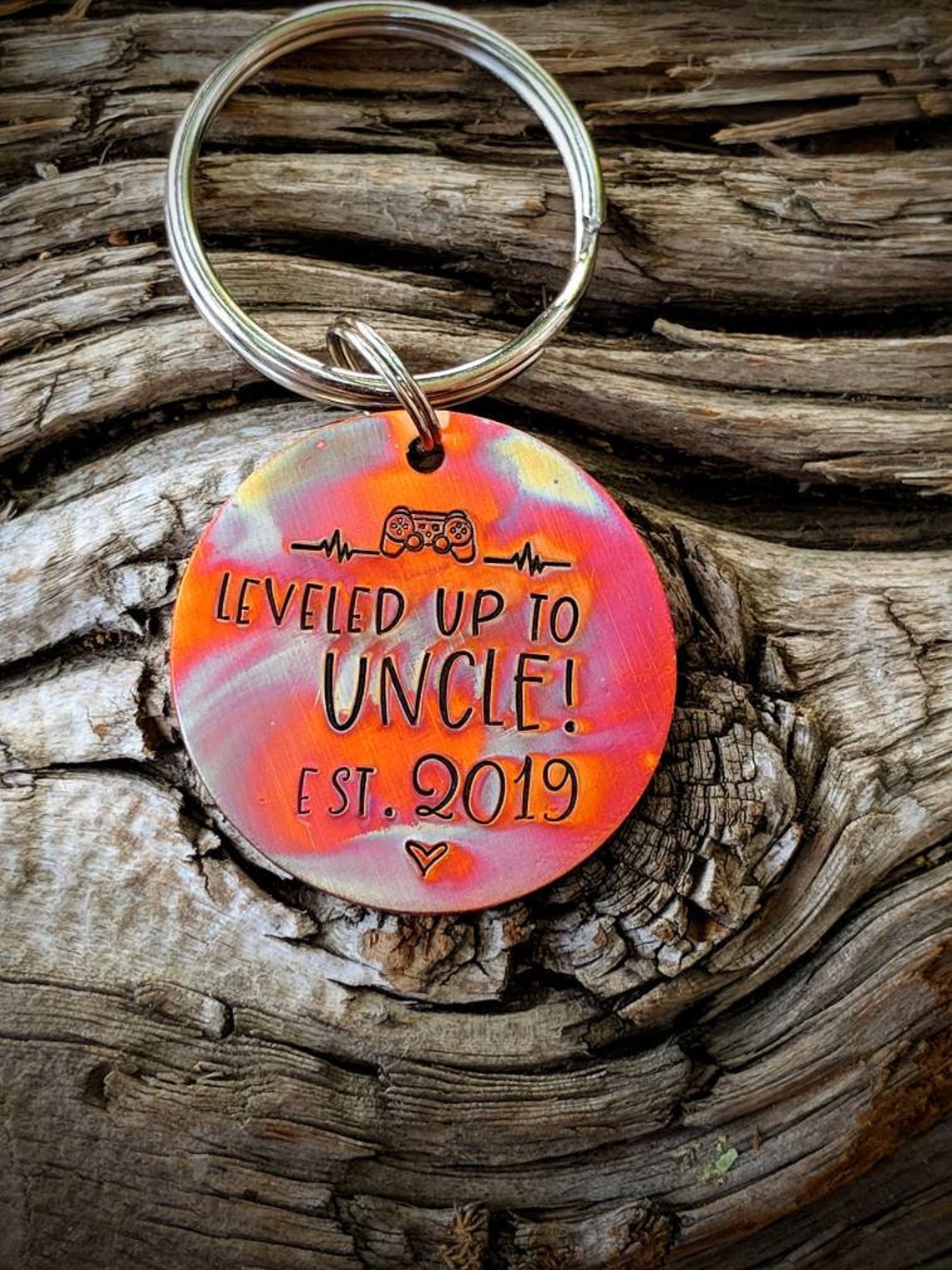 Personalized pregnancy announcement keychain. Hand stamped Etsy