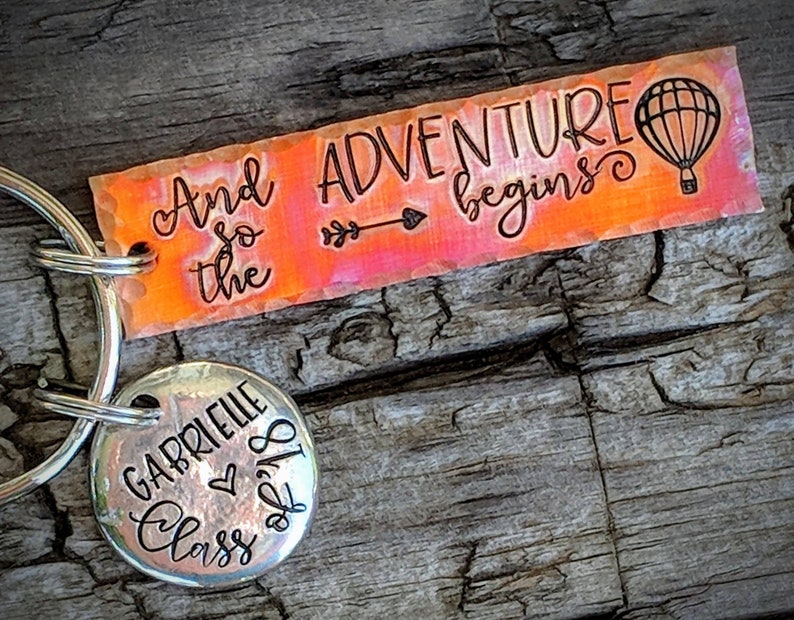 Gift for daughter Custom graduation gift Personalized hand stamped graduation keychain Inspirational Motivational graduation gift