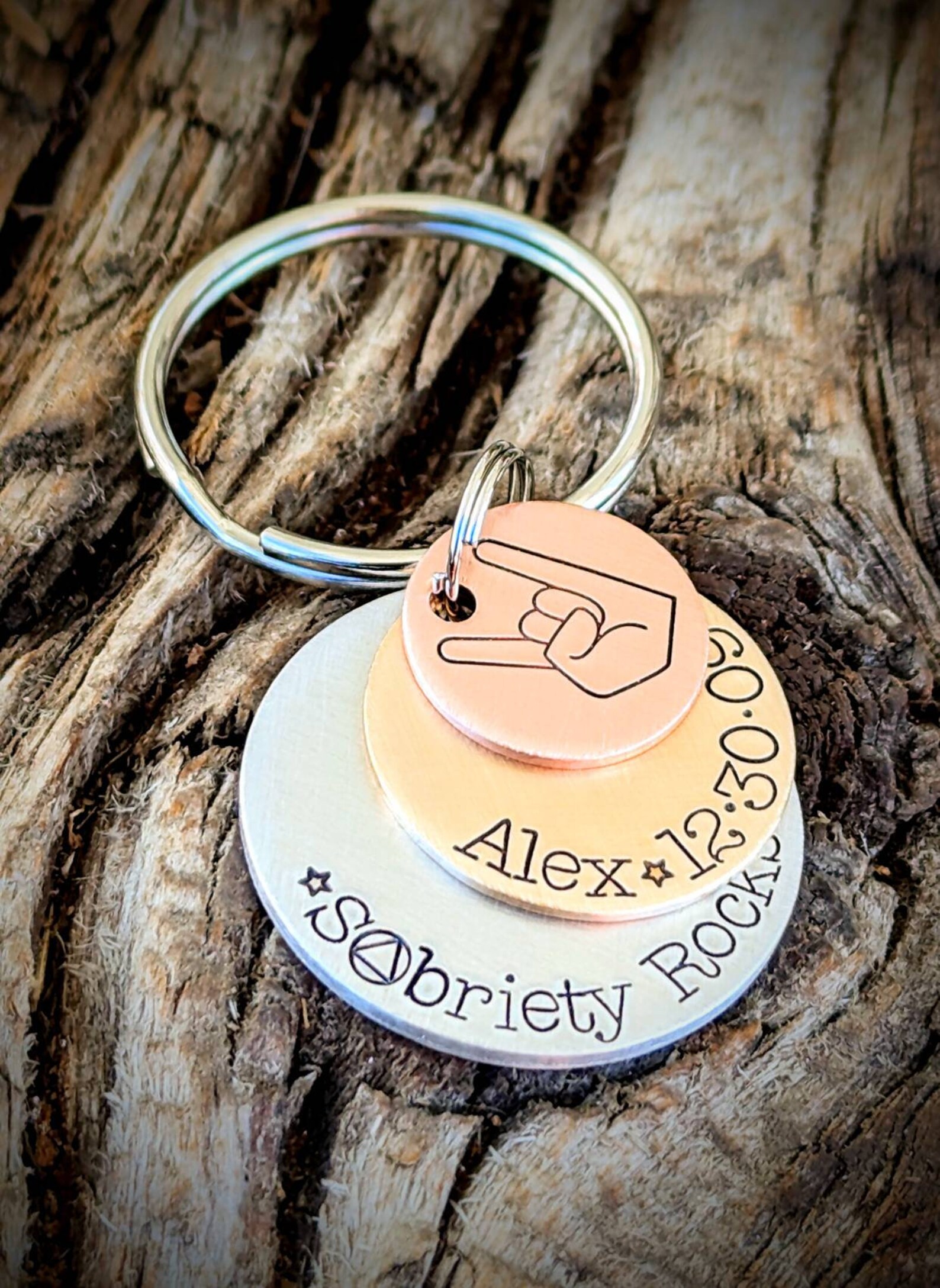Aa Keychains Personalized Hand Stamped Sobriety Keychain. Recovery Anniversary Gifts ...