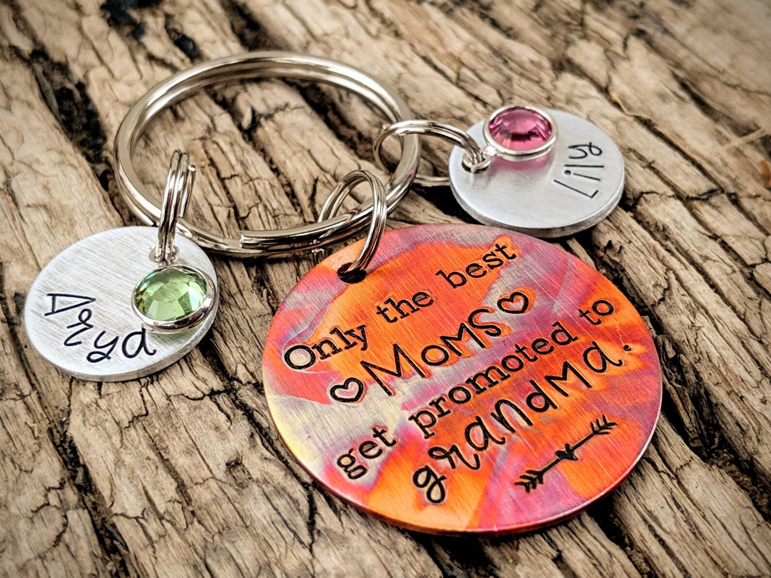 Personalized Hand Stamped Grandma Keychain. Grandmother Gift Etsy