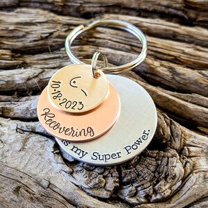 Breast cancer recovery keychain. Unilateral bilateral mastectomy remission gift. image 6