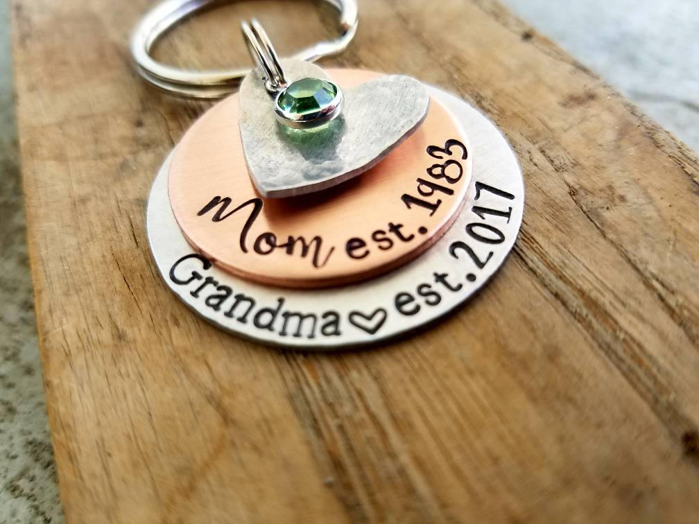 Personalized Hand Stamped Keychain. Pregnancy Announcement. Etsy