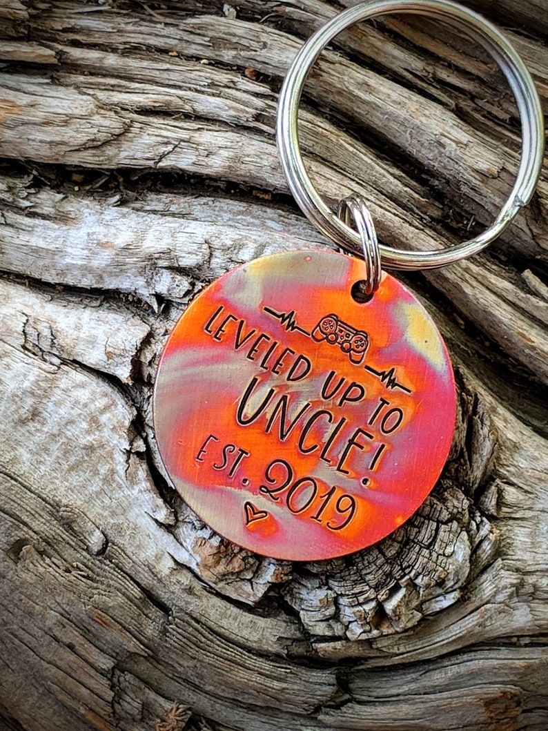 Personalized pregnancy announcement keychain. Hand stamped Etsy