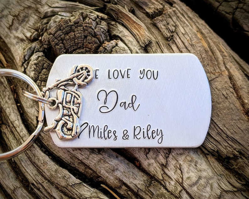 Gift for dad from kids Personalized dad keychain Motorcycle keychain. Gift for husband New dad gift Custom fathers day gift