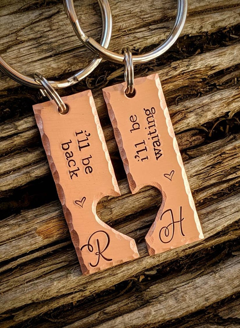 Personalized Hand Stamped Couples Keychain SET. Custom - Etsy
