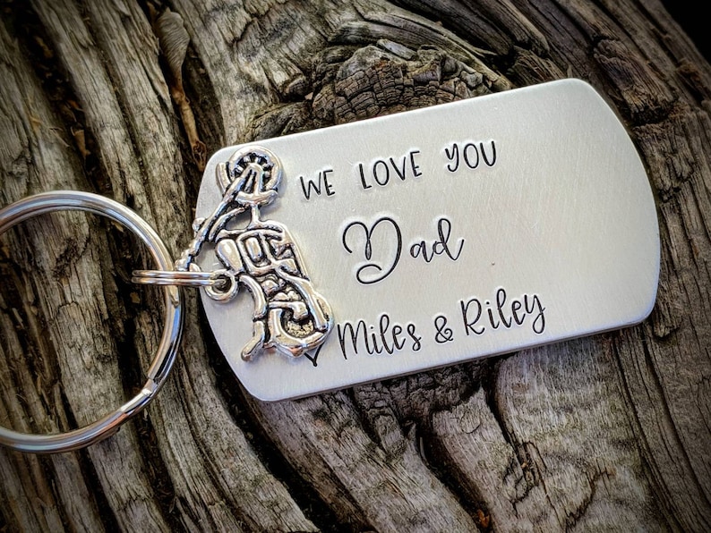 Gift for dad from kids Personalized dad keychain Motorcycle keychain. Gift for husband New dad gift Custom fathers day gift