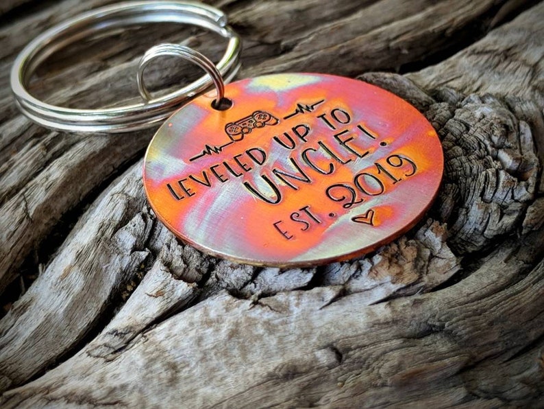 Personalized pregnancy announcement keychain. Hand stamped Etsy