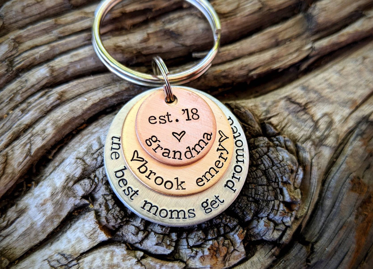 Personalized Stamped Grandma Keychain Grandmother Gift Grandma Etsy
