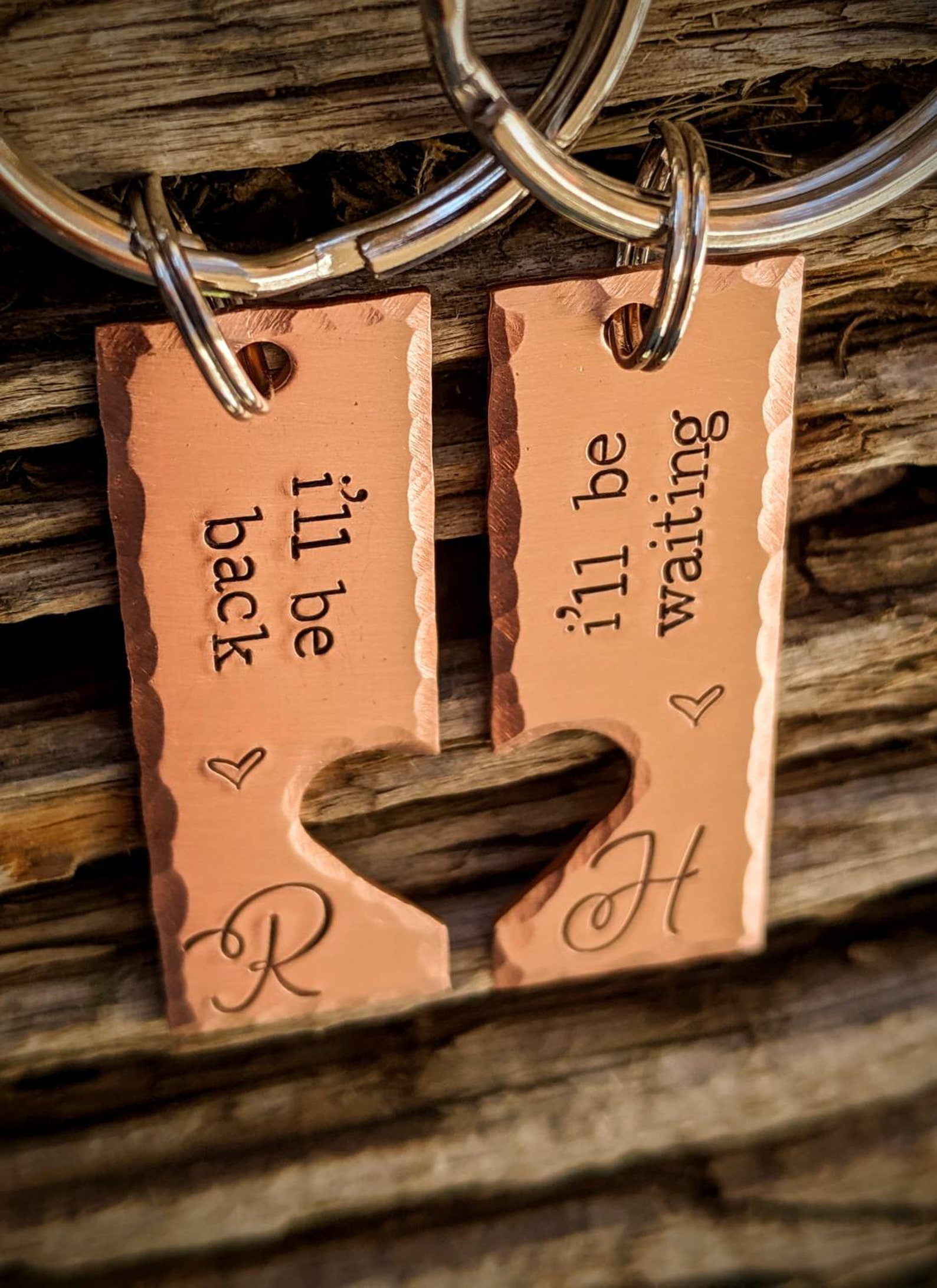 Personalized Hand Stamped Couples Keychain SET. Custom - Etsy