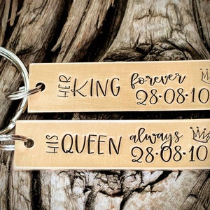 Personalized hand stamped matching set 8th anniversary keychains. Bronze  anniversary gifts for him. Eighth anniversary gifts. Custom gift.