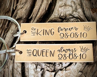 Personalized hand stamped matching set 8th anniversary keychains. Bronze  anniversary gifts for him. Eighth anniversary gifts. Custom gift.