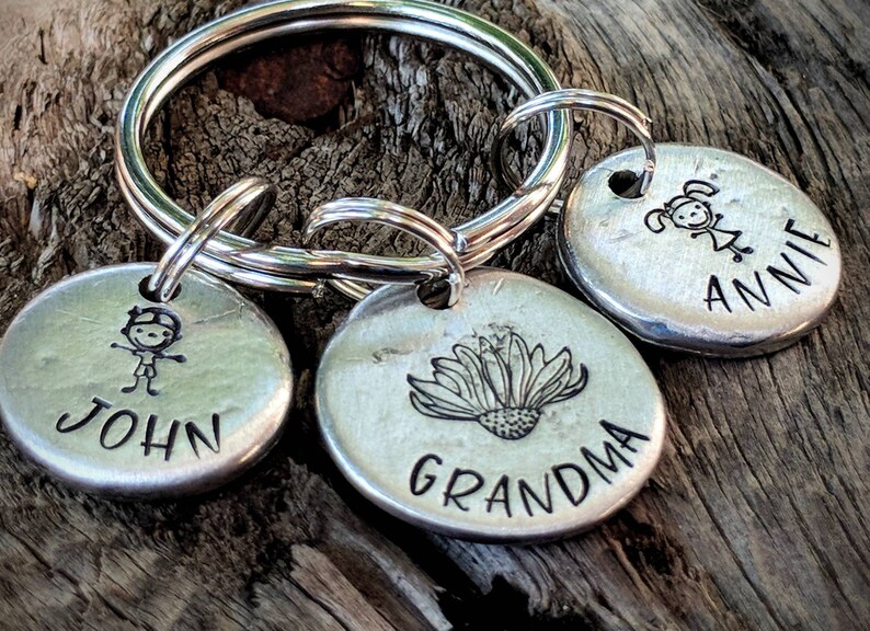 Personalized Grandma Keychain. Hand Stamped Grandmother Gift. Etsy