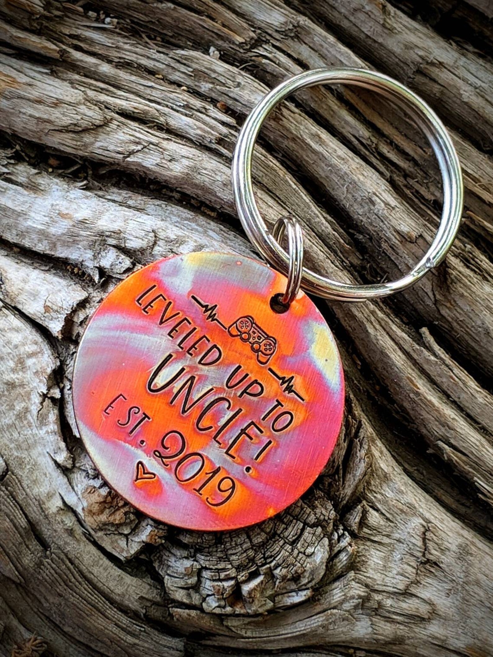 Personalized pregnancy announcement keychain. Hand stamped Etsy