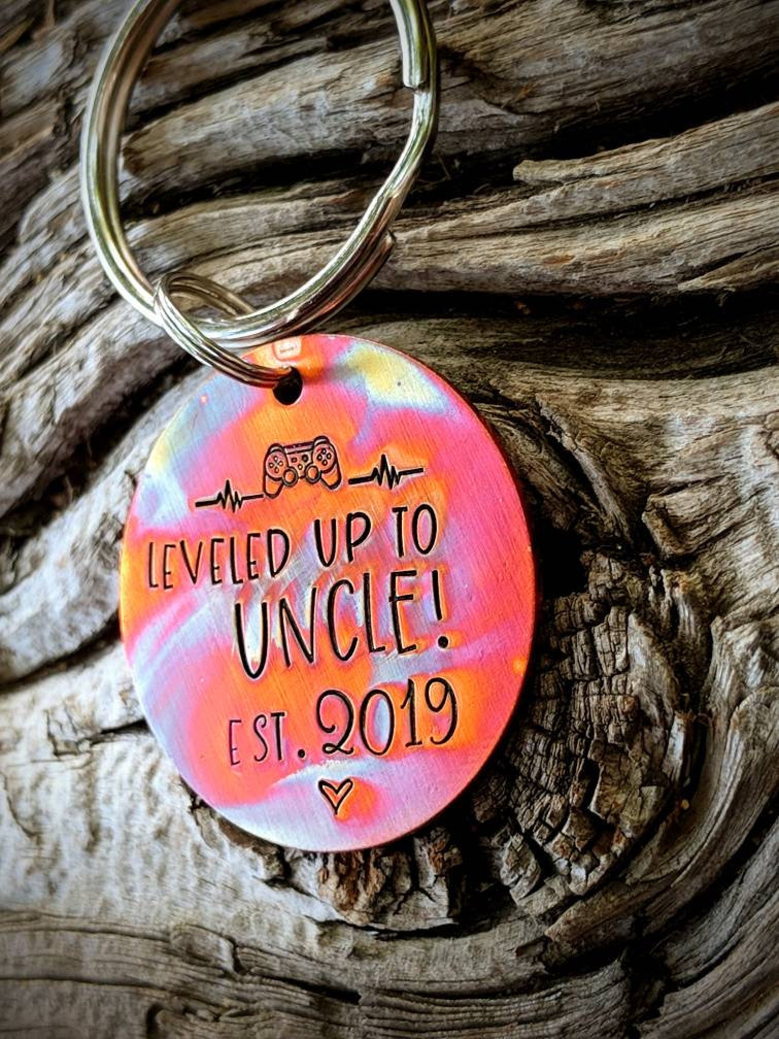 Personalized pregnancy announcement keychain. Hand stamped Etsy
