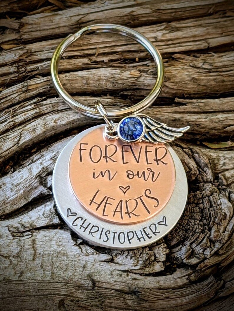 Personalized Hand Stamped Memorial Keychain. Child Loss Gift. Gift for ...
