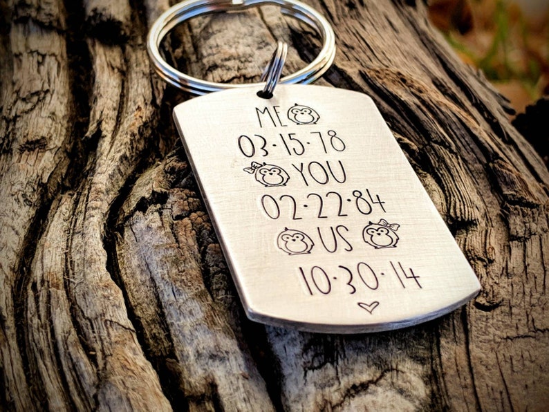 Boyfriend gifts Anniversary date gifts Custom Valentines day gifts Husband gifts. Personalized hand stamped keychain Penguin gifts