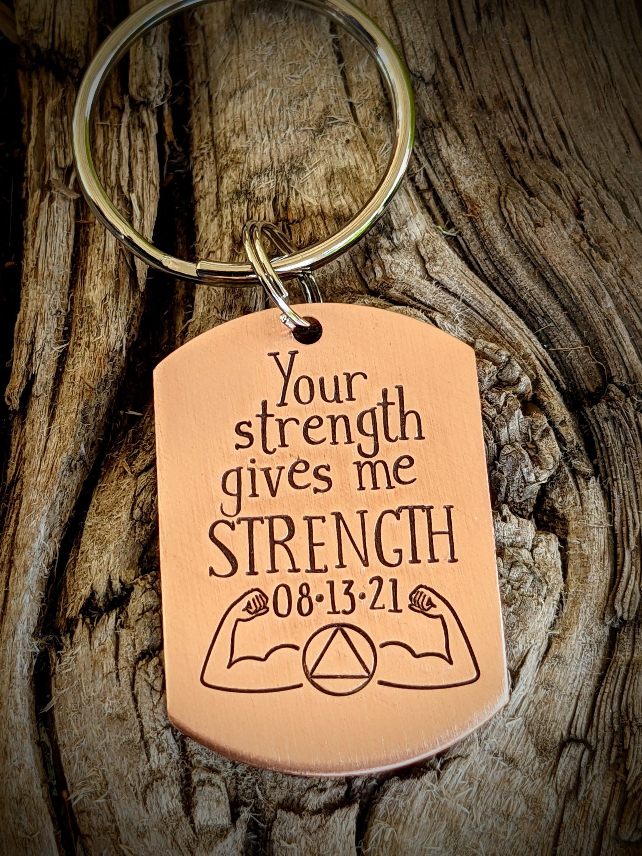 Personalized Hand Stamped Sobriety Keychain. Recovery Gifts. Sober Birthday Gift. Custom Addiction Recovery 1 Year Sober 2