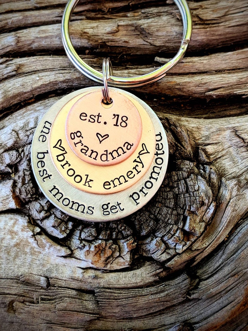 Personalized Stamped Grandma Keychain Grandmother Gift Grandma Etsy
