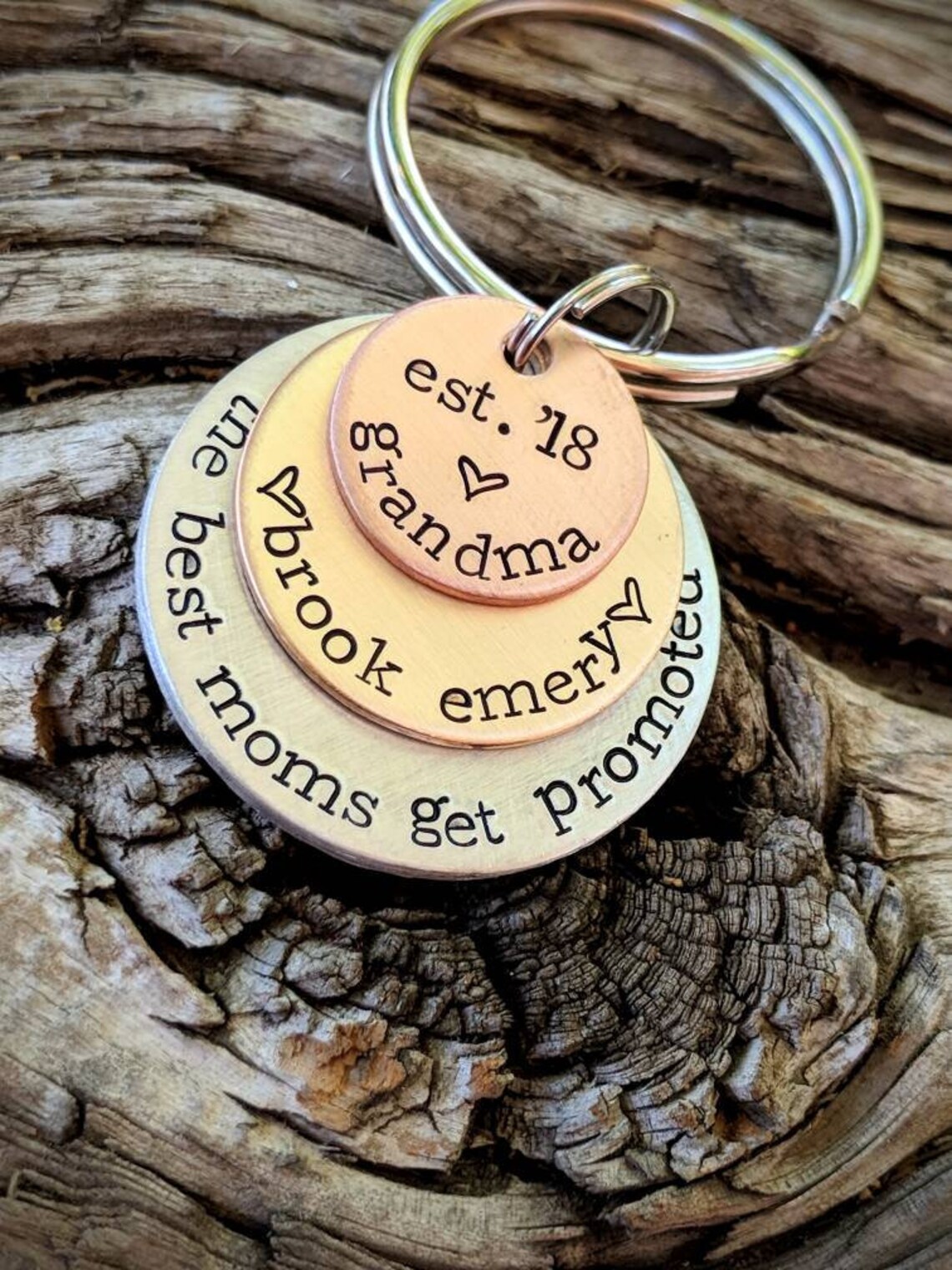 Personalized Stamped Grandma Keychain Grandmother Gift Grandma Etsy