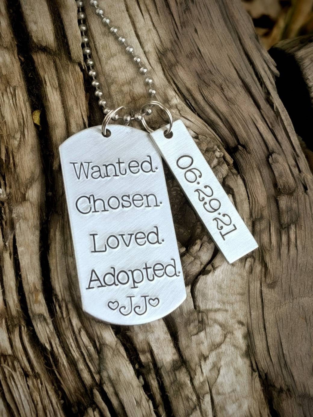 Personalized hand stamped adoption necklace. Gotcha day jewelry. First time dad gift. Adoption day gifts. New mom gift. Blended family gifts