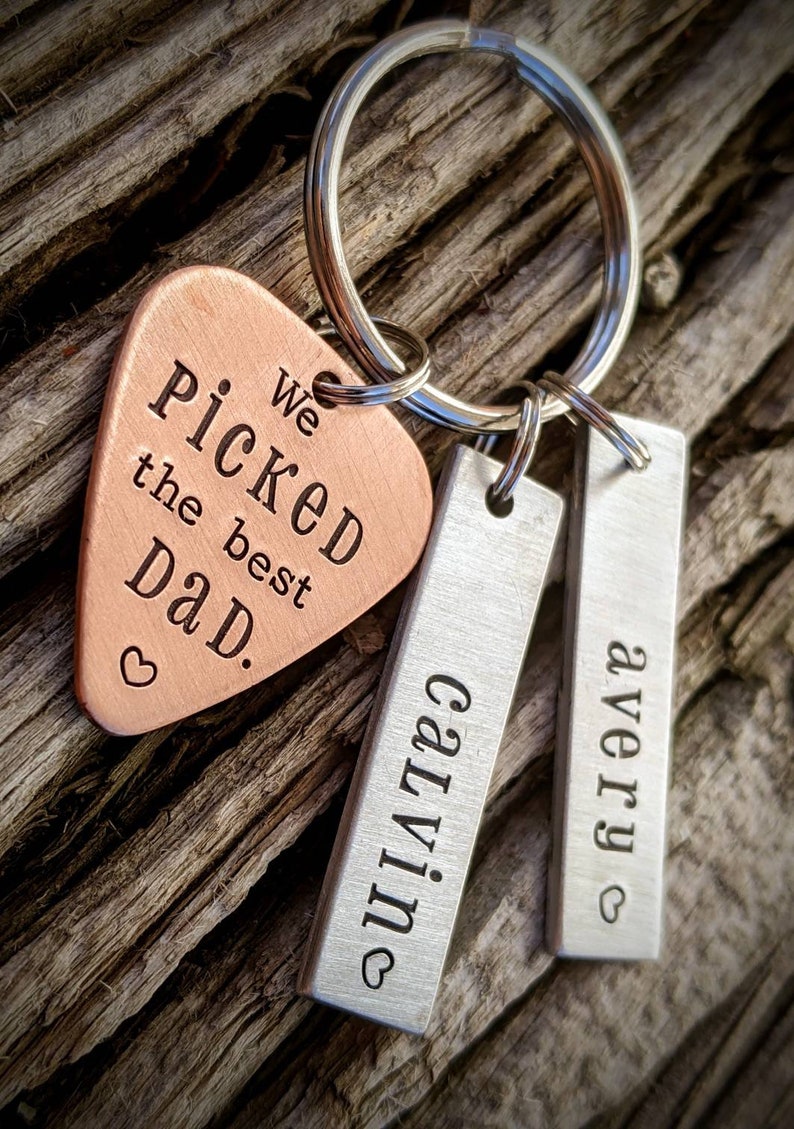 Personalized Hand Stamped Dad Keychain. Fathers Day Gifts. Husband ...