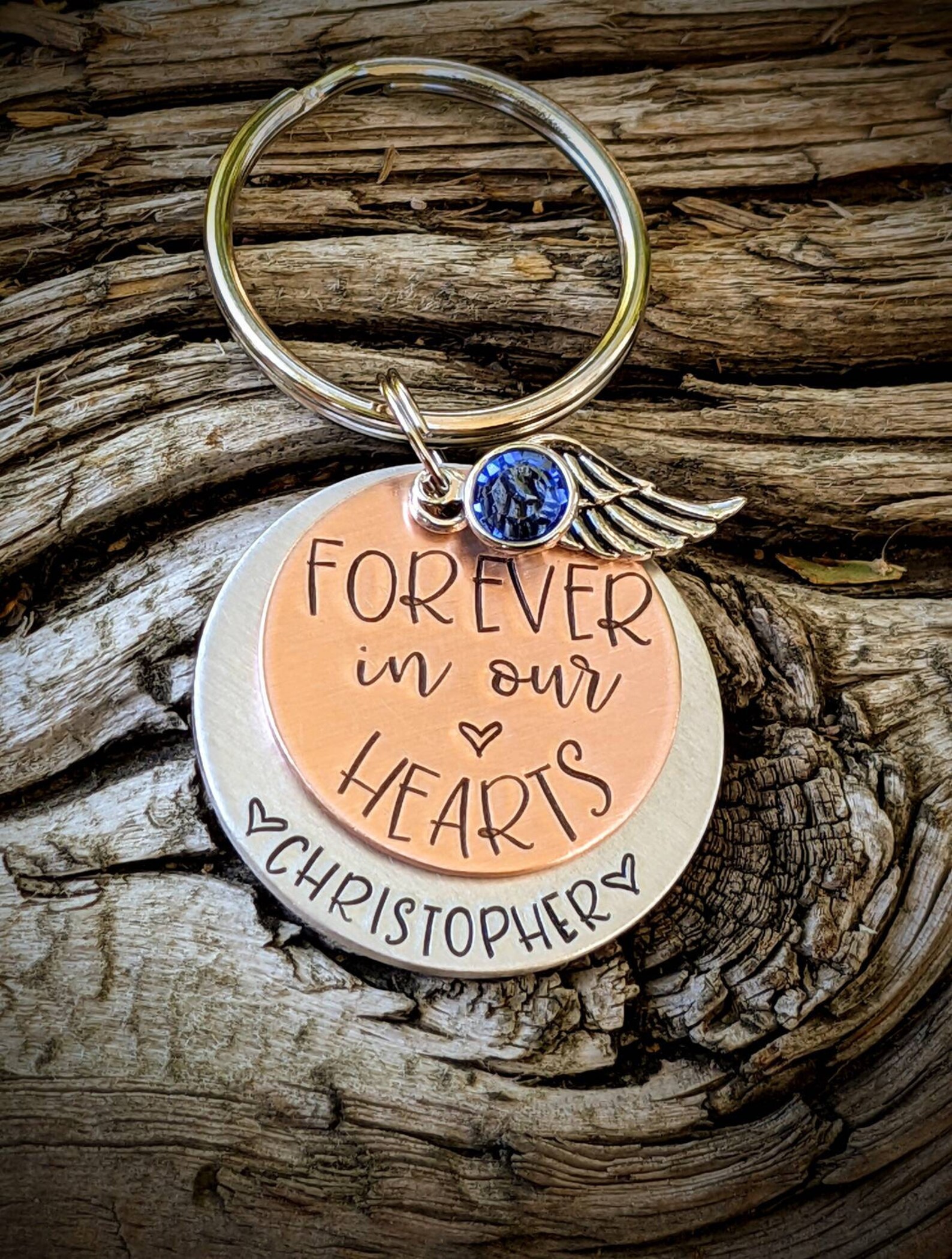 Personalized Hand Stamped Memorial Keychain. Child Loss Gift. Gift for ...