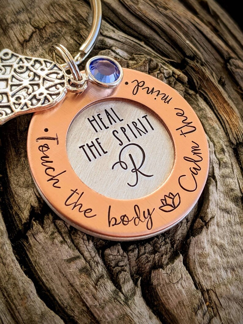 Body Spa Keychains Personalized Hand Stamped Keychain. Massage Therapy. Holistic Healing ...